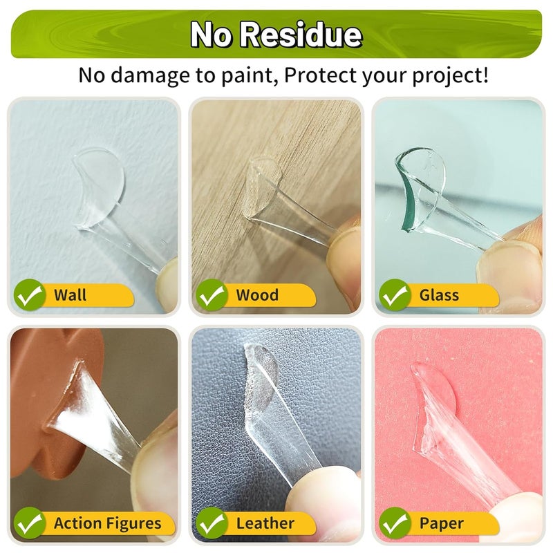PHIXBEAR Upgraded 360Pcs Double Sided Tape Sticky Dots with Pull Tab, Removable Adhesive Mounting Putty No Trace Dots, 0.6" Clear Sticky Tack for Museum Picture Crafts & DIY - Image 4
